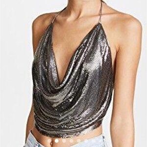 Ramy Brook Sequin/Sparkly Cowl Neck Top
